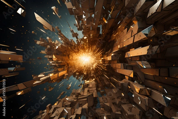 Obraz golden explosion breakaway fractal
