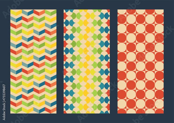 Obraz banners with retro patterns, set of retro banner textures, Print