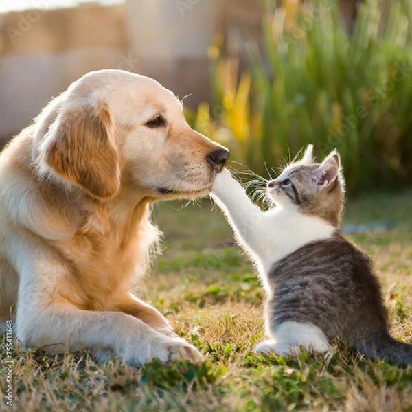 Fototapeta 강아지와 고양이