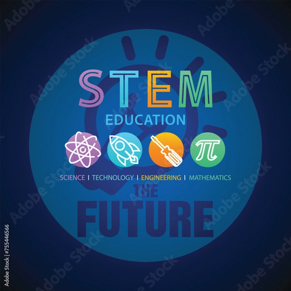 Obraz STEM Education Concept Logo. Science Technology Engineering Mathematics. 