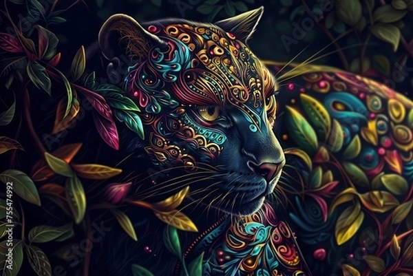 Obraz Panther Colorful Animal Tropical Wildlife Background Generative AI