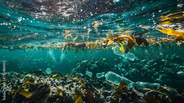 Fototapeta Ocean pollution, Generative AI