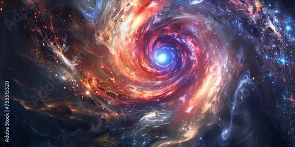 Fototapeta Colorful galaxy swirl in space.