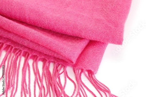 Obraz Pink silk scarf on a white background
