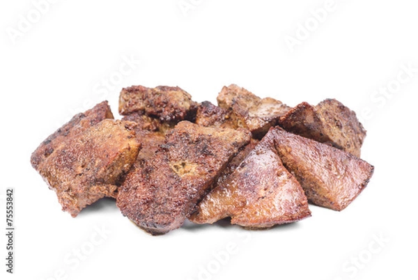 Obraz Fried pork liver isolated on white