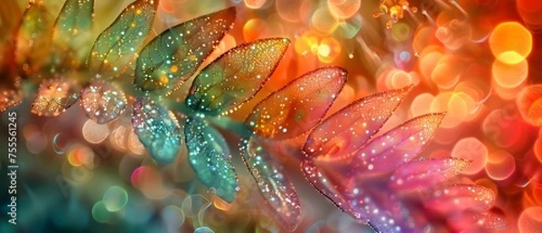 Fototapeta A Macro Snapshot of Blooming Orchids in a Dew-Kissed Garden