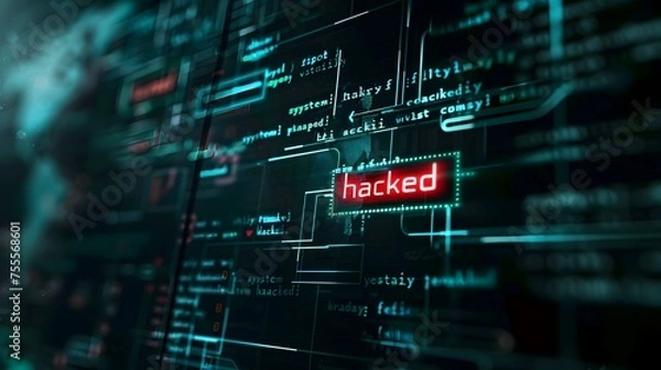 Obraz oszustwo polegające na włamaniu do systemu, komunikat ostrzegawczy komputera ostrzeżenie o włamaniu.