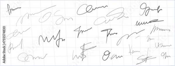 Fototapeta vector signature. handwritten fictitious autograph text. doodle logo illustration