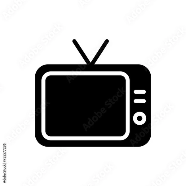 Fototapeta Old TV glyph vector icon isolated on white background. Old TV glyph vector icon for web, mobile and ui design