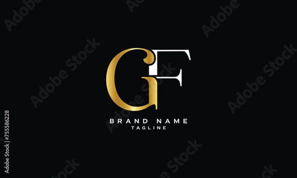 Fototapeta GF, FG, Abstract initial monogram letter alphabet logo design