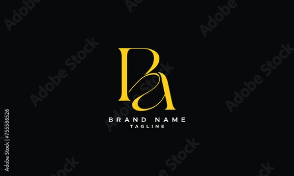 Fototapeta PBA, PAB, BPA, BAP, ABP, APB, PA, AP, Abstract initial monogram letter alphabet logo design