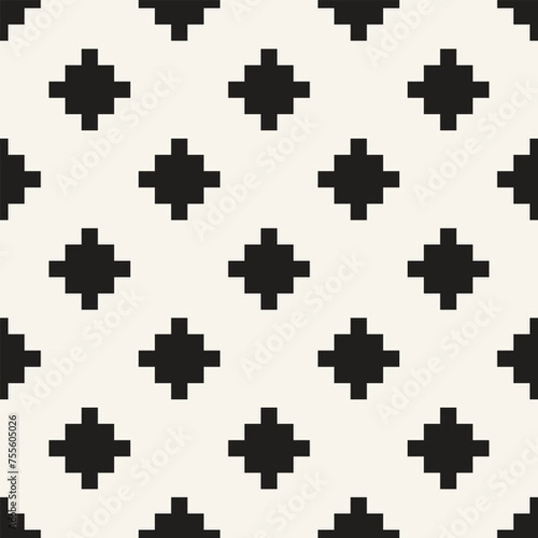 Fototapeta Vector seamless pattern. Repeating geometric elements. Stylish monochrome background design.