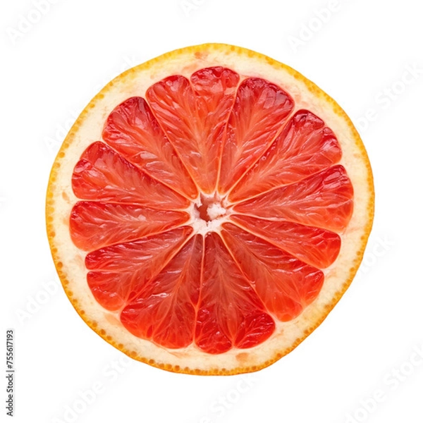 Obraz Half of red grapefruit on a transparent background. Juicy fruit.