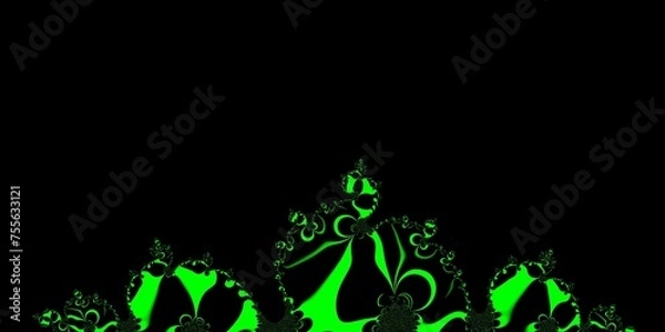 Fototapeta neon greet upper part of Julia set type fractal neon green dragon on black