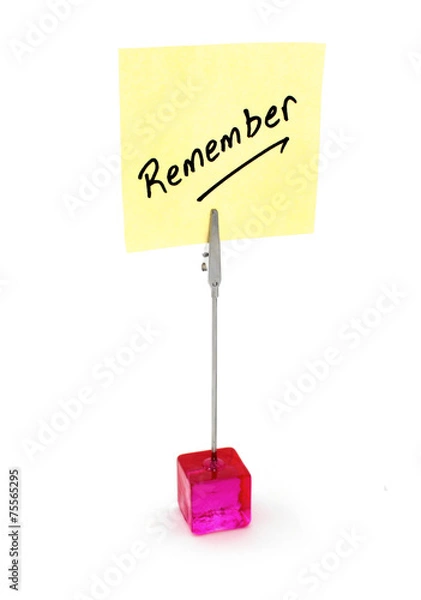 Obraz Remember text on a yellow note paper.
