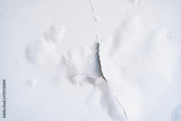 Obraz Cracked white paint on the ceiling close-up