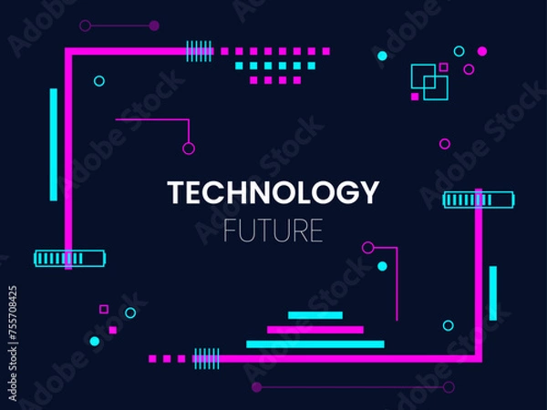 Fototapeta Abstract geometric background in cyberpunk style.. Technology future. 