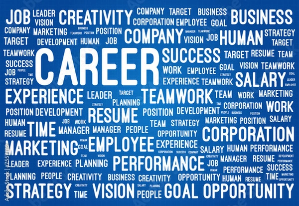 Fototapeta Business And Career Word Cloud On Blueprint