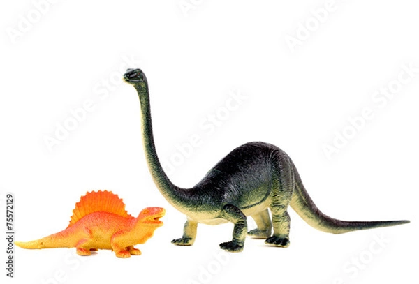 Obraz plastic dinosaurs on a white background