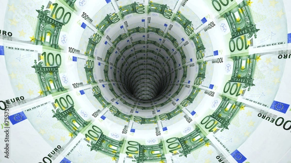 Obraz Background from  euro banknotes in perspective view
