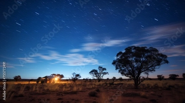 Fototapeta The vastness of a starry night sky in a remote location