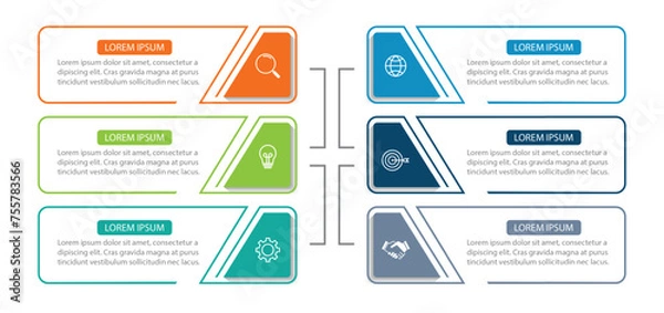 Fototapeta Timeline infographic design element. Business concept 6 steps.