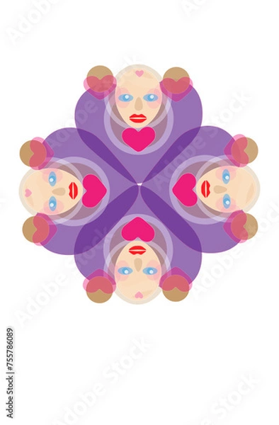 Obraz four angels with a heart