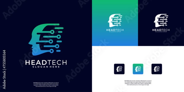 Obraz Future artificial intelligence logo design. Abstract smart technology logo design template.