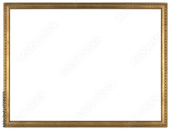 Obraz Narrow patterned picture frame on a transparent background, in PNG format.