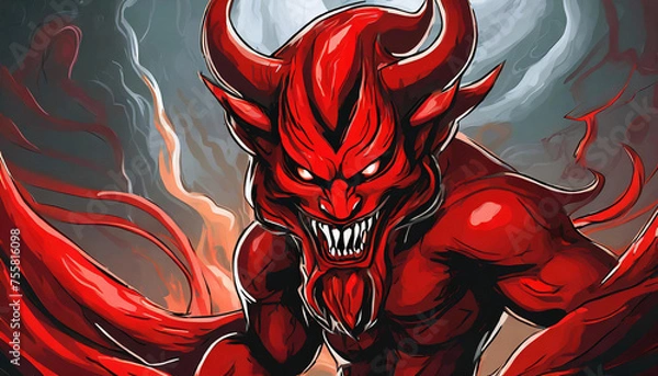 Obraz The red devil in hell