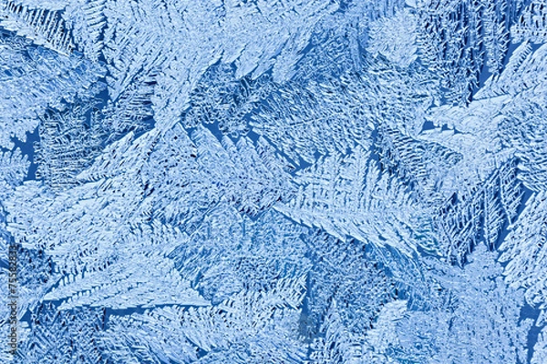 Obraz Frozen water on the glass surface. Abstract pattern on winter wi