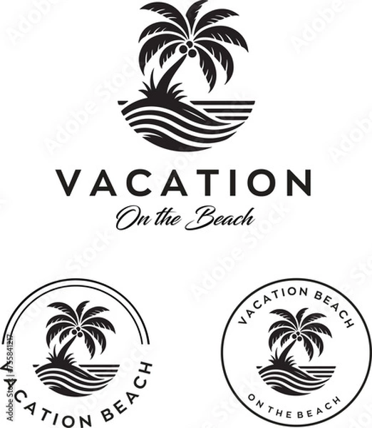 Obraz vacation beach logo design with editable vector file