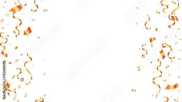 Fototapeta Celebration frame or background with orange confetti isolated vector illustration