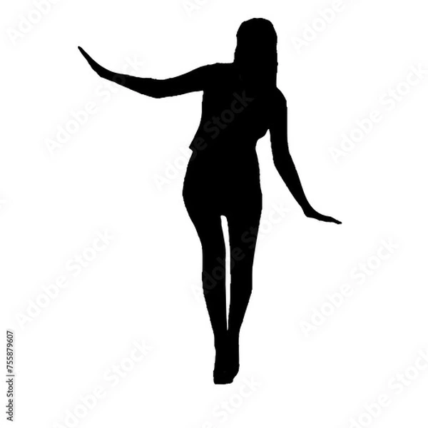 Obraz silhouette of a beautiful woman posing on a transparent background