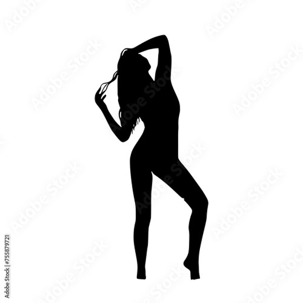 Obraz silhouette of a beautiful woman posing on a transparent background