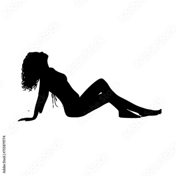 Fototapeta silhouette of a beautiful woman posing on a transparent background