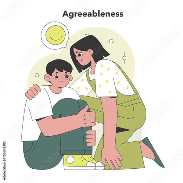 Fototapeta Agreeableness trait from the Big Five Personality. Flat vector illustration.