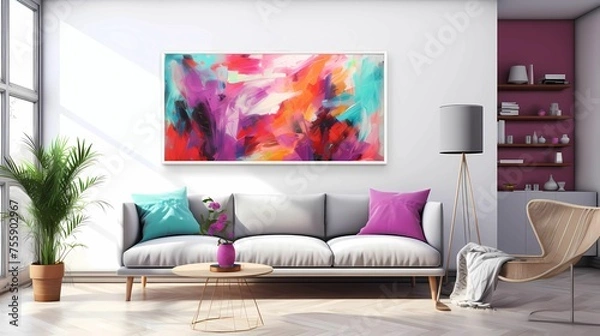 Fototapeta sprawling canvas filled with a spontaneous explosion of colors, where each stroke and splash represents a moment of pure, uninhibited creativity