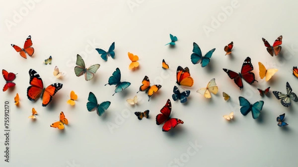 Obraz Assorted butterflies on a neutral background