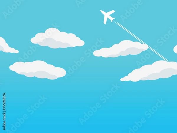 Fototapeta 飛行機と雲の背景