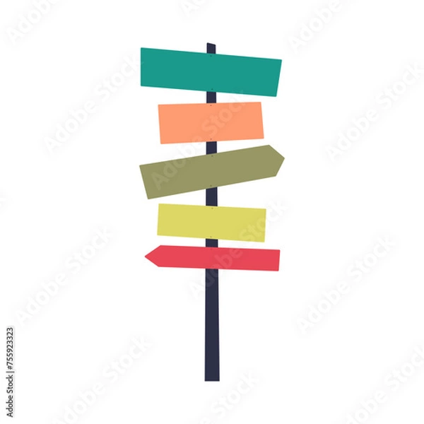 Fototapeta Signpost icon. Pointer. Colored silhouette. Front view. Vector simple flat graphic illustration. Isolated object on a white background. Isolate.