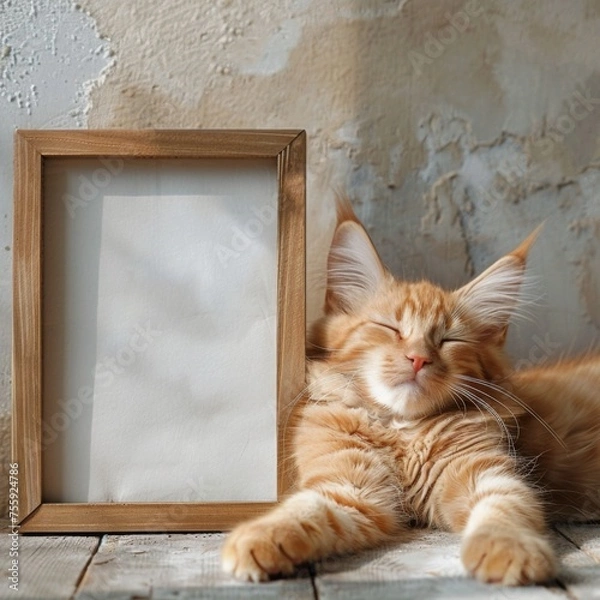 Fototapeta Cat with a Frame Mockup