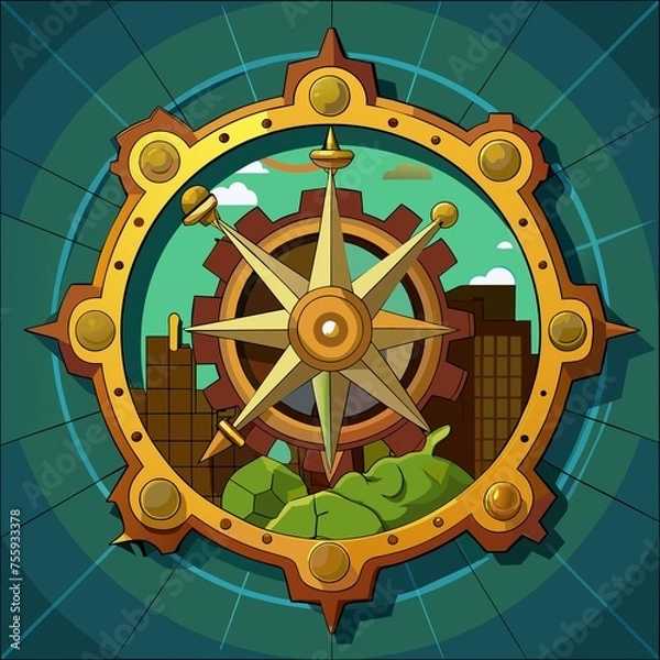 Obraz Steampunk Map Compass