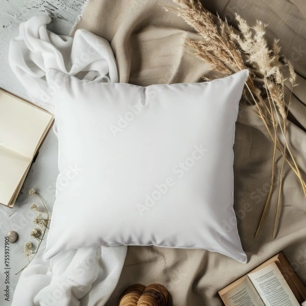 Obraz White Throw Pillow Mockup