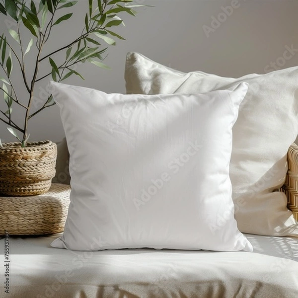 Obraz White Throw Pillow Mockup
