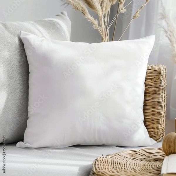 Obraz White Throw Pillow Mockup