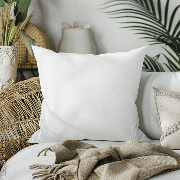 Obraz White Throw Pillow Mockup