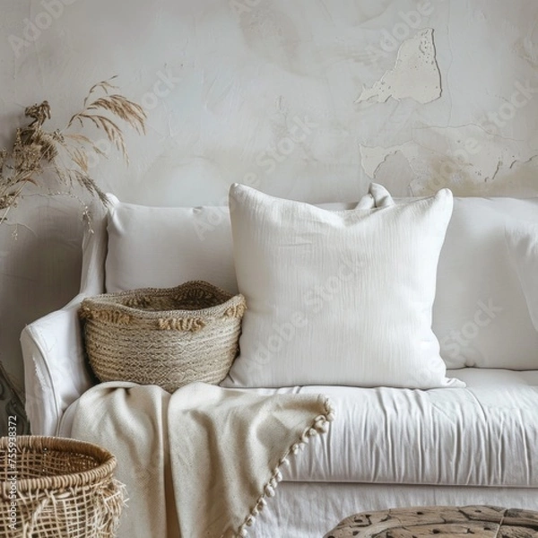 Obraz White Throw Pillow Mockup