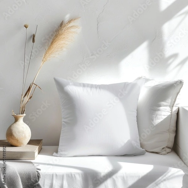 Obraz White Throw Pillow Mockup