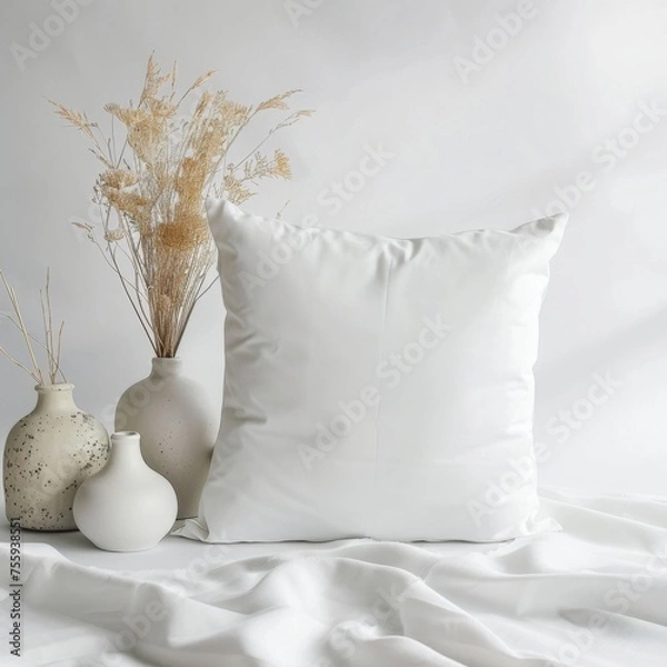 Obraz White Throw Pillow Mockup